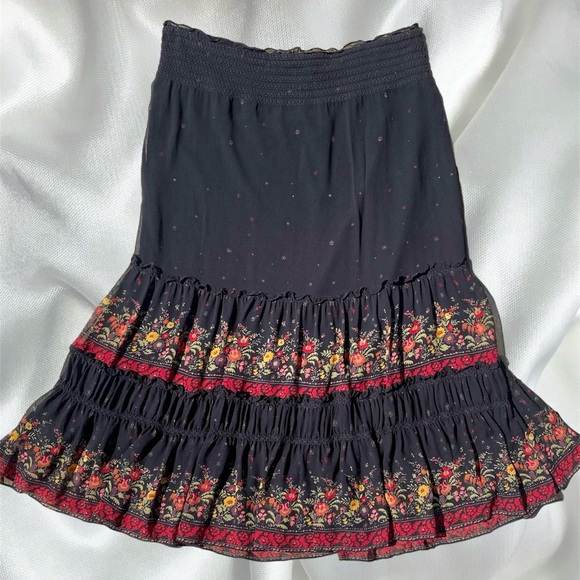 Grunge fairy silk chiffon tiered ruffle maxi skirt - Picture 1 of 5